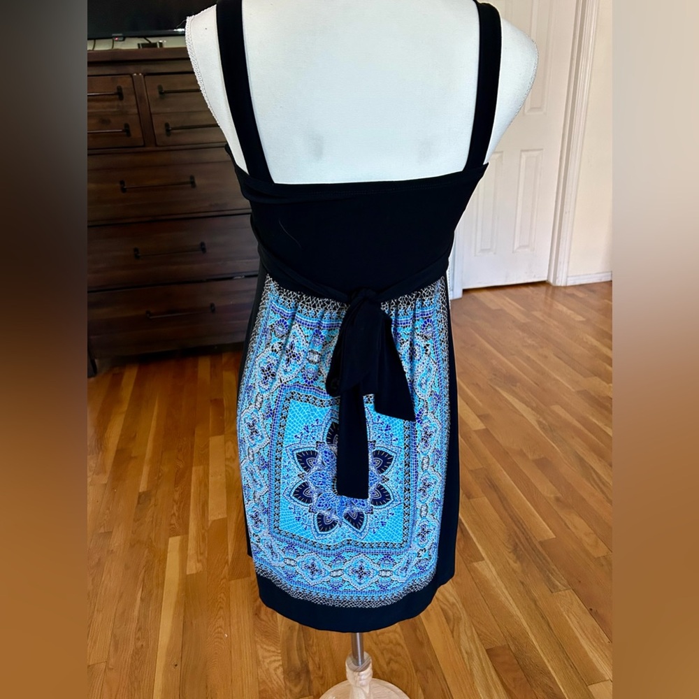Carole Little Black & Blue Mandala Knee Length Dress in Women’s Sz 8 - Picture 5 of 7